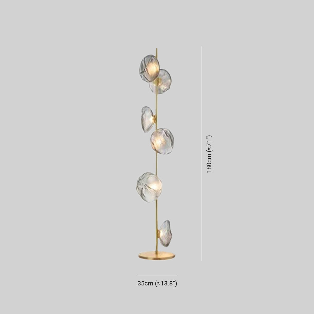 Avi Design Lampadaire Fleur Nordique Métal/Verre Noir/Or/Gris Chambre/Salon - Neutralighting