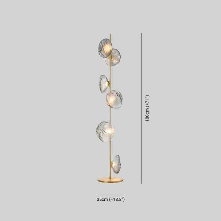 Avi Design Lampadaire Fleur Nordique Métal/Verre Noir/Or/Gris Chambre/Salon - Neutralighting