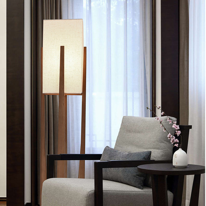 Muto Lampadaire Rectangulaire Naturel, Tissu, Bois, Salon/Bureau - Neutralighting