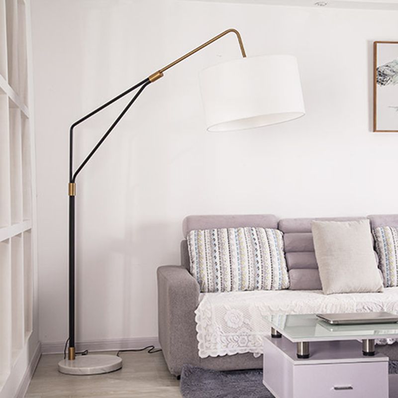Tiffany Lampadaire Cylindre Moderne Métal/Tissu Blanc Salon/Chambre à Coucher Grande - Neutralighting