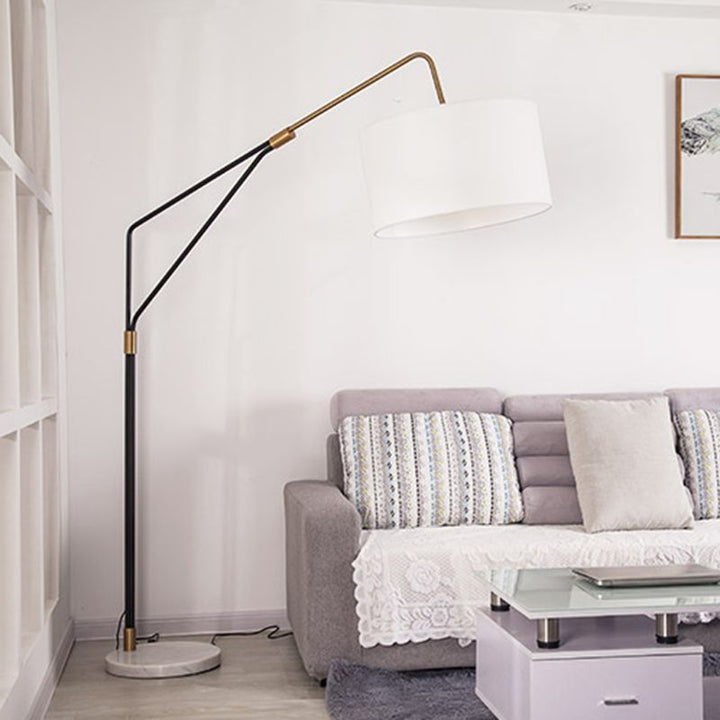 Tiffany Lampadaire Cylindre Moderne Métal/Tissu Blanc Salon/Chambre à Coucher Grande - Neutralighting