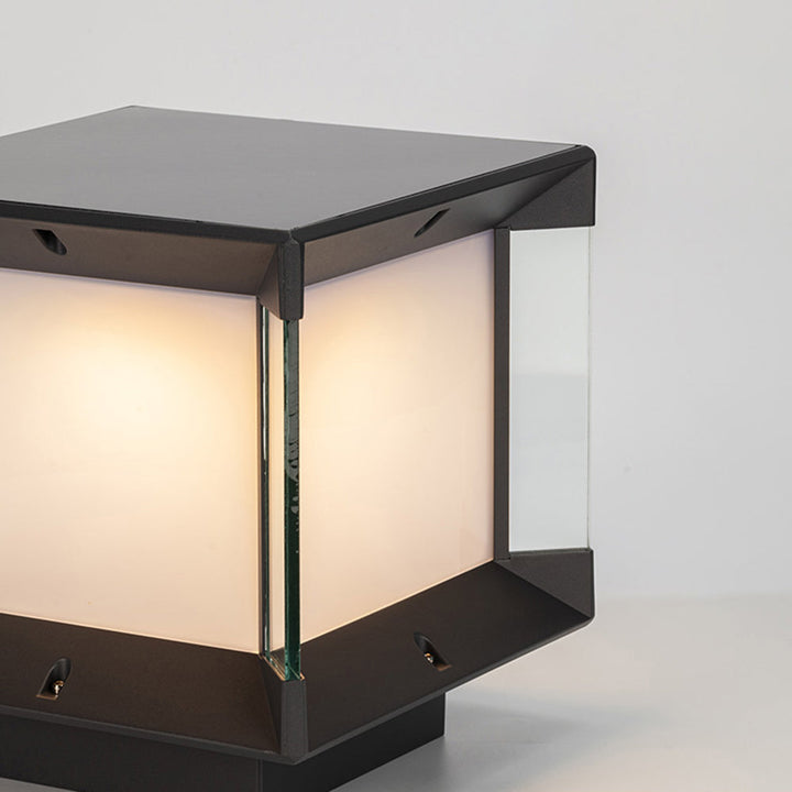 Ray Lampe de Poteau Rectangulaire Moderne, Métal/Verre, Noir/Or, Balcon - Neutralighting