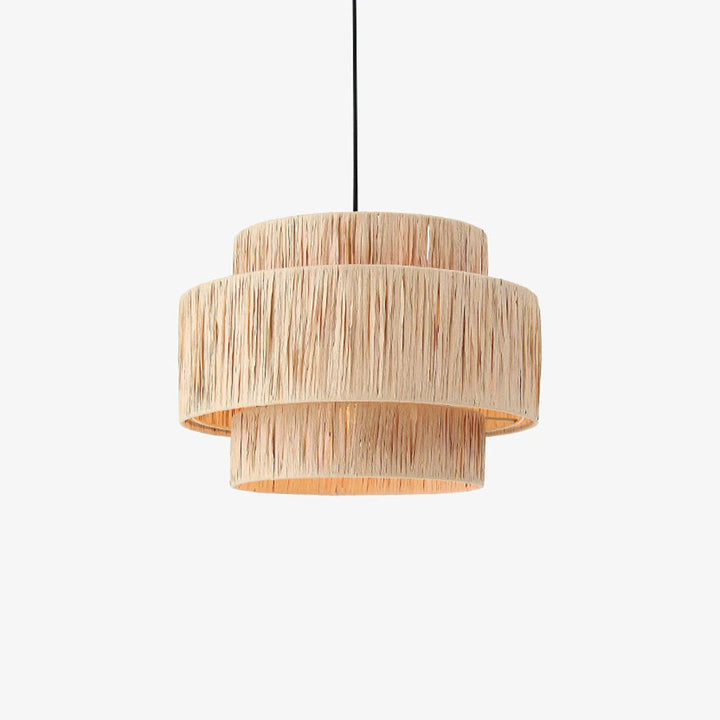 Ritta Rattam Suspension Ronde Simple, Métal/Rotin, Marron, Chambre à Coucher/Librairie - Neutralighting
