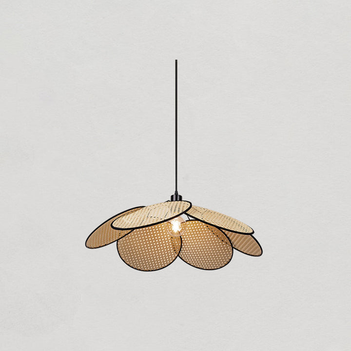 Ritta Suspension Fleur Moderne, Métal/Rotin, Noir/Blanc, Salon - Neutralighting