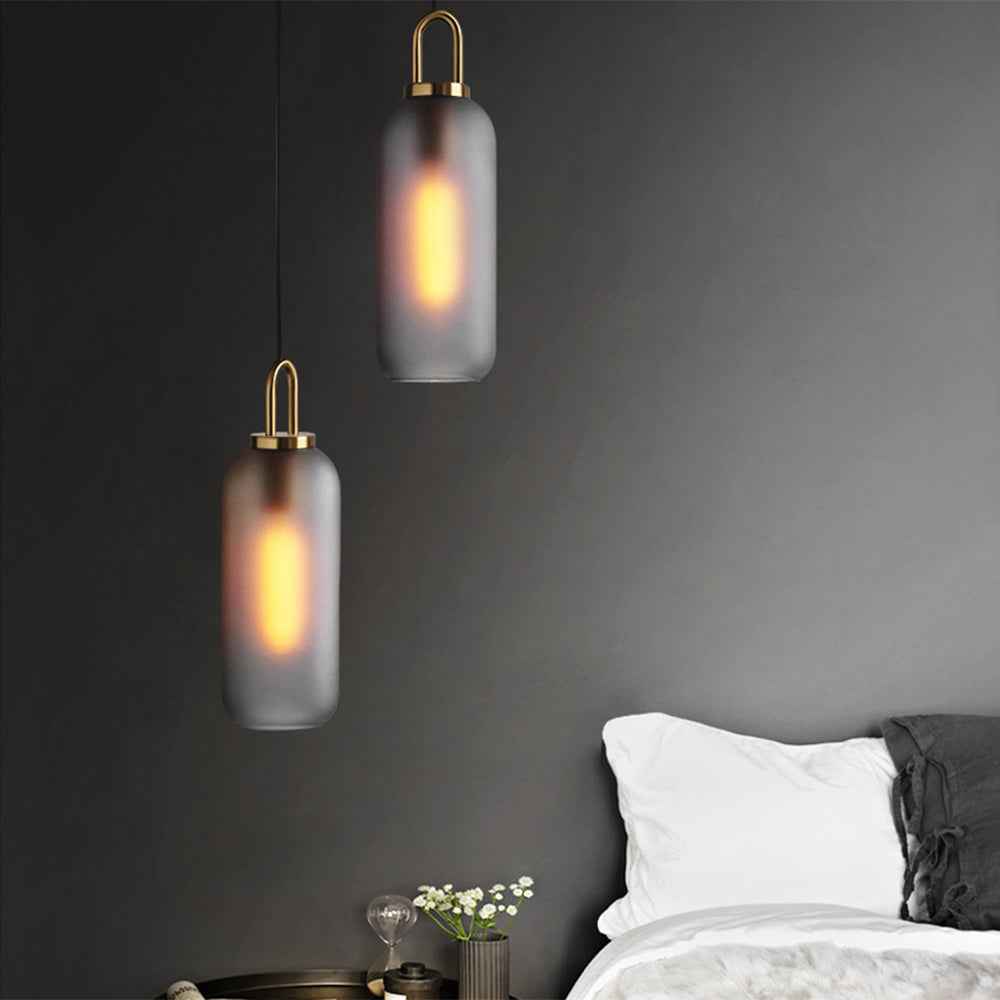 Valentina Luminaires Suspensions Cylindre Moderne Métal/Verre Gris Fumé/Clair Salon/Bureau - Neutralighting