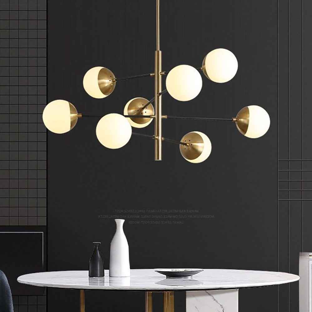 Valentina Globe LED Suspension Or Métal Verre Salon Chambre à Coucher - Neutralighting