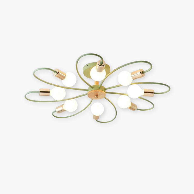 Aria Plafonnier Fleur Nordique, Metal/Verre, Vert/Gris, Chambre - Neutralighting