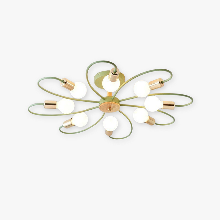 Aria Plafonnier Fleur Nordique, Metal/Verre, Vert/Gris, Chambre - Neutralighting