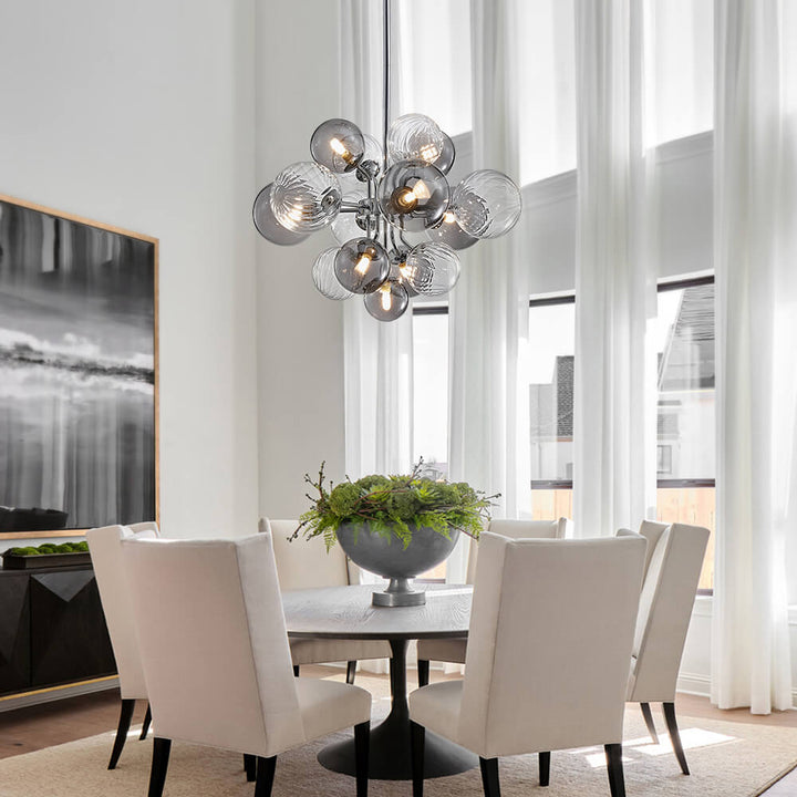 Valentina Lustre Moderne Bulle Grappe Argent Verre Métal Salon - Neutralighting