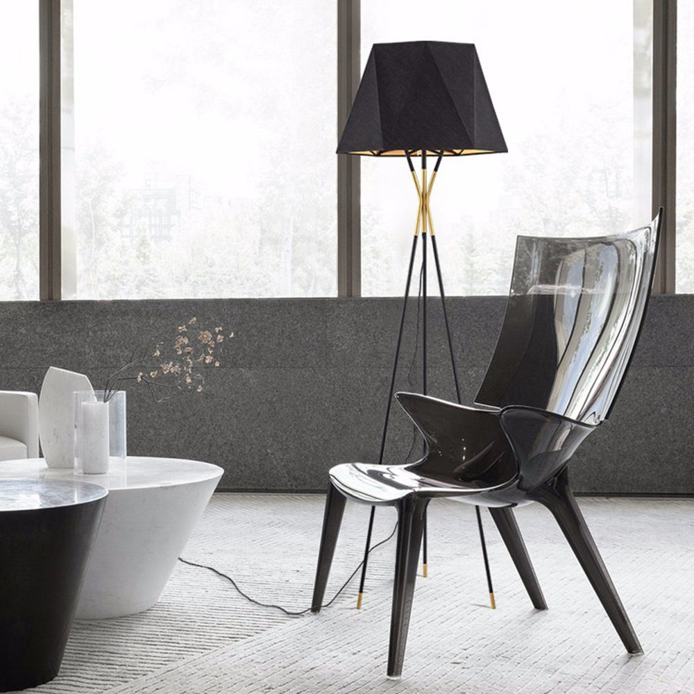 Mira Lampadaire Dôme Moderne, Métal/Tissu, Noir, Chambre - Neutralighting