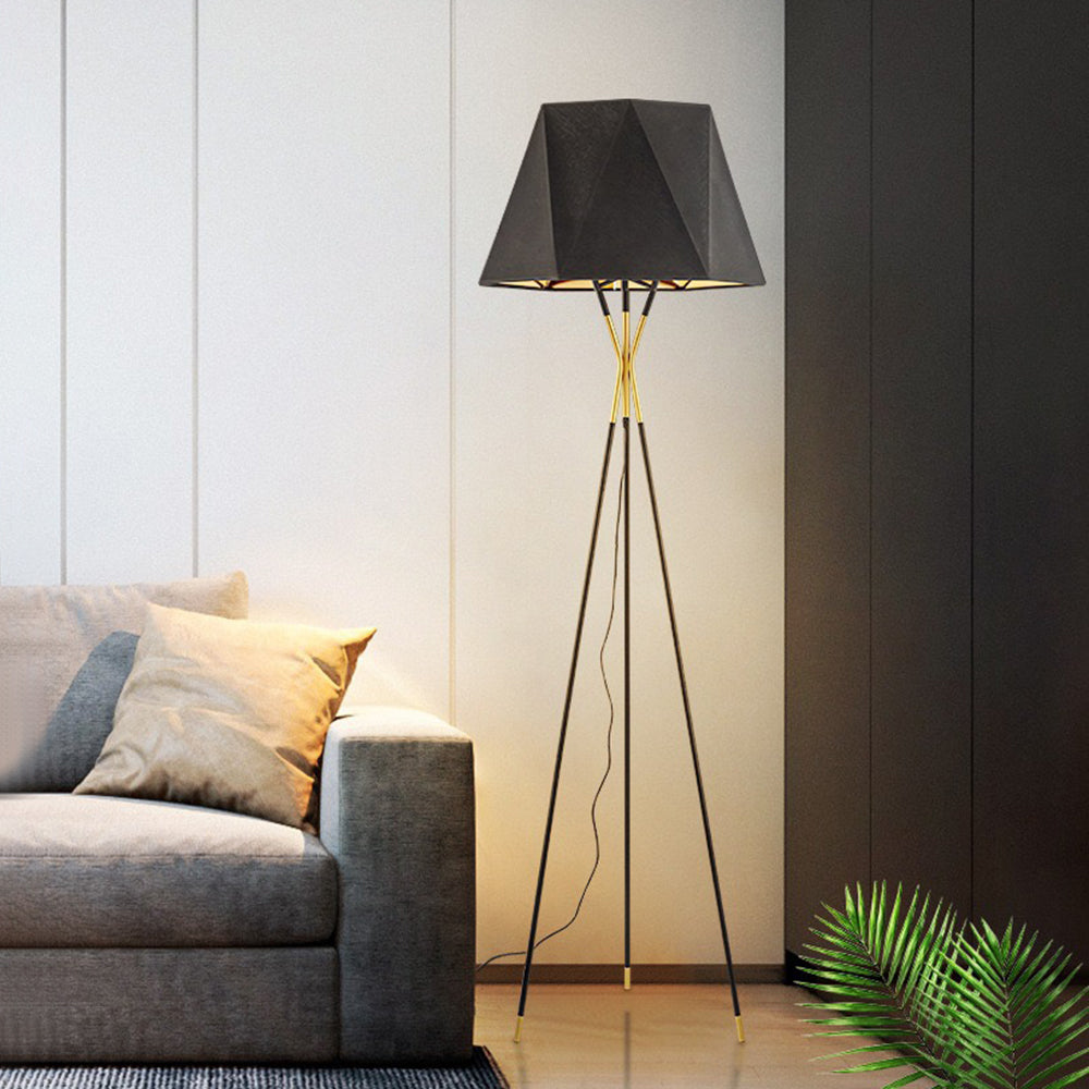 Mira Lampadaire Dôme Moderne, Métal/Tissu, Noir, Chambre - Neutralighting