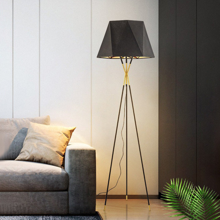 Mira Lampadaire Dôme Moderne, Métal/Tissu, Noir, Chambre - Neutralighting