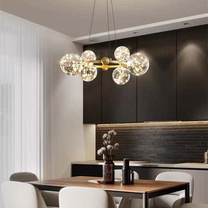 Valentina Suspension Boule Moderne, Métal/Verre, Doré/Noir, Salon - Neutralighting