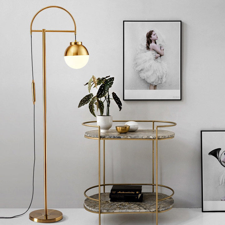 Valentina Lampadaire Courbe Nordique, Métal/Verre, Or, Salon - Neutralighting