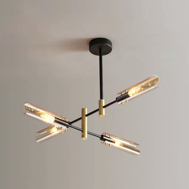 Arisha Plafonnier Linéaire Moderne, Métal/Verre, Gris Fumé/Ambre, Salon - Neutralighting
