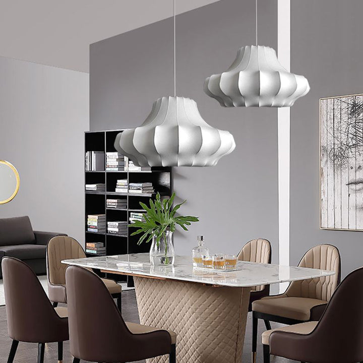 Ritta Design Italien Luminaires Suspensions Moderne Métal Soie Blanc Salle à Manger - Neutralighting