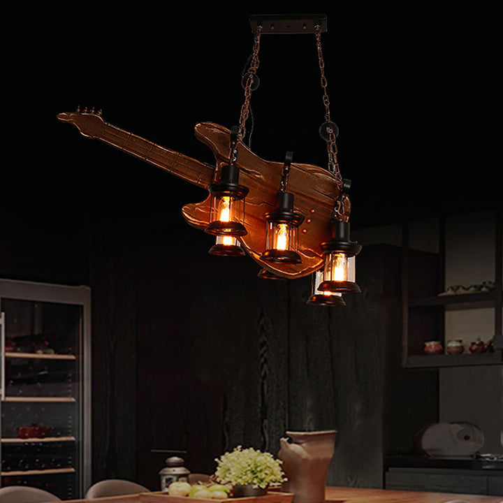 Epoch Suspension Guitare Vintage, Metal/Bois, Marron, Chambre - Neutralighting
