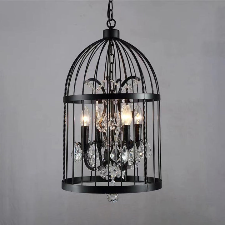 Arisha Industrielle LED Suspension Noir Métal Cristal Salon Salle à manger - Neutralighting