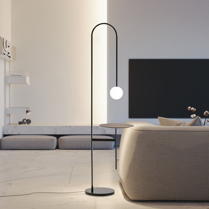 Valentina Design Avec Tableau Lampadaire Simple Métal/Marbre/Verre Noir Salon - Neutralighting