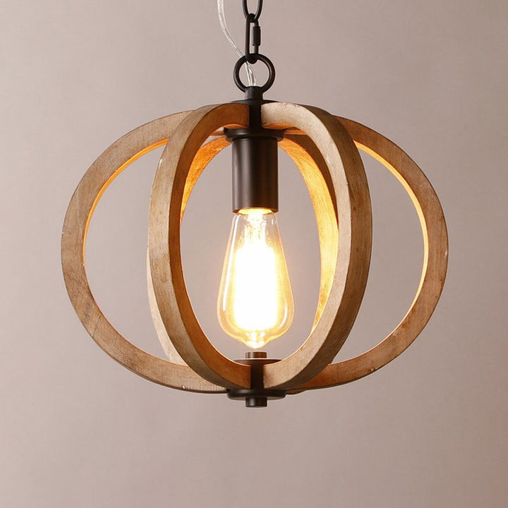 Silva Sphère Vintage LED Suspension Métal Bois Salon Salle à manger - Neutralighting