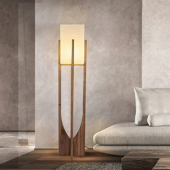 Muto Lampadaire Rectangulaire Naturel, Tissu, Bois, Salon/Bureau - Neutralighting