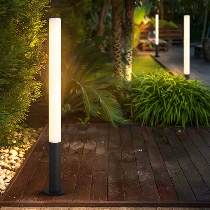 Ray Lampe Extérieure au Sol Minimaliste, Métal/Acrylique, Noir/Blanc, Jardin - Neutralighting