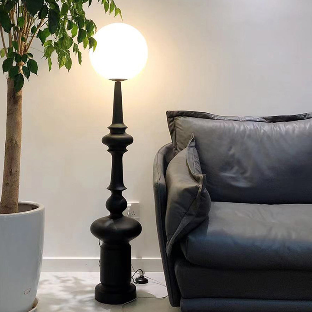 Mira Design Intérieur Lampadaire Colonne Vintage Résine/Verre Noir Salon/Chambre - Neutralighting