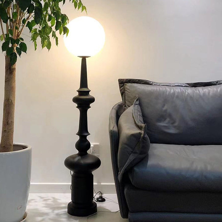 Mira Design Intérieur Lampadaire Colonne Vintage Résine/Verre Noir Salon/Chambre - Neutralighting