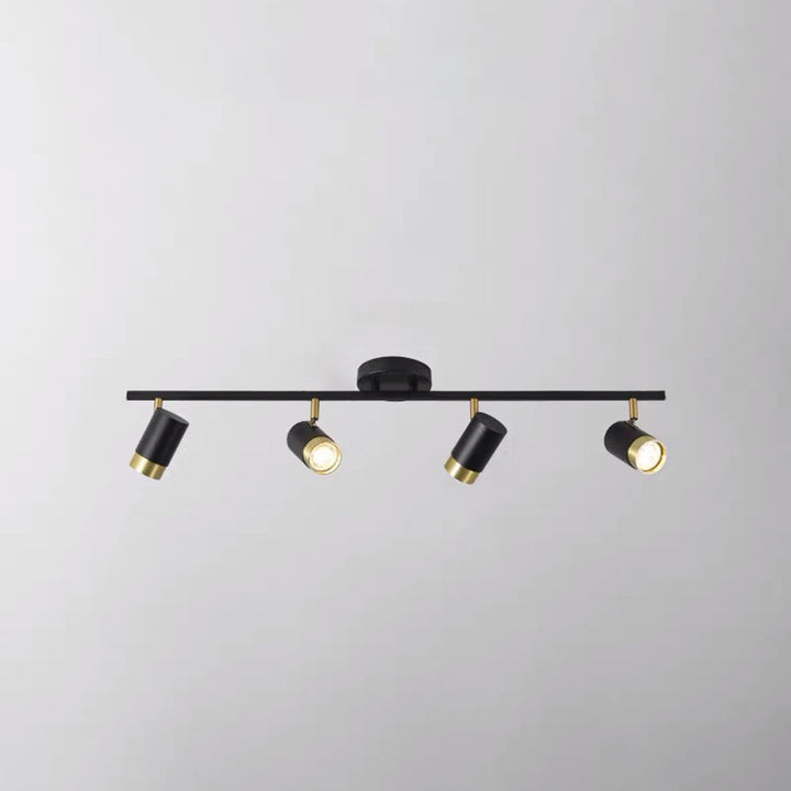 Arisha Plafonnier Cylindre Moderne, Métal/Verre, Noir/Doré, Salon - Neutralighting