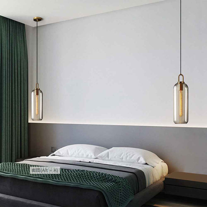 Valentina Luminaires Suspensions Cylindre Moderne Métal/Verre Gris Fumé/Clair Salon/Bureau - Neutralighting