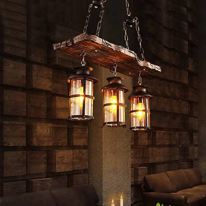 Epoch Vintage LED Lustre Métal/Verre/Bois Salon Chambre à coucher - Neutralighting