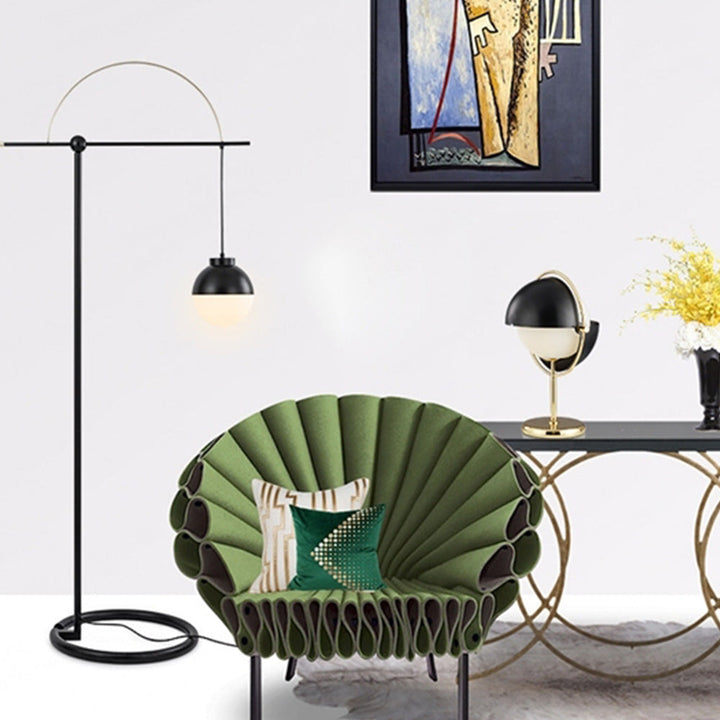 Valentina Design Lampadaire Rond Nordique Métal/Verre Noir Bureau/Chambre - Neutralighting