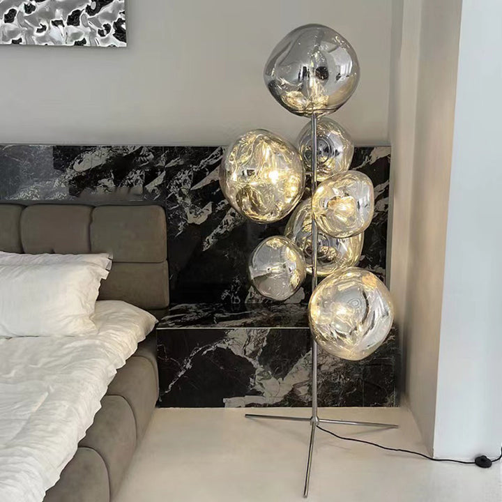 Valentina Design Lampadaire Globe Moderne Métal/Acrylique Or/Rose Dorée/Chormé/Gris Fumé Salon - Neutralighting