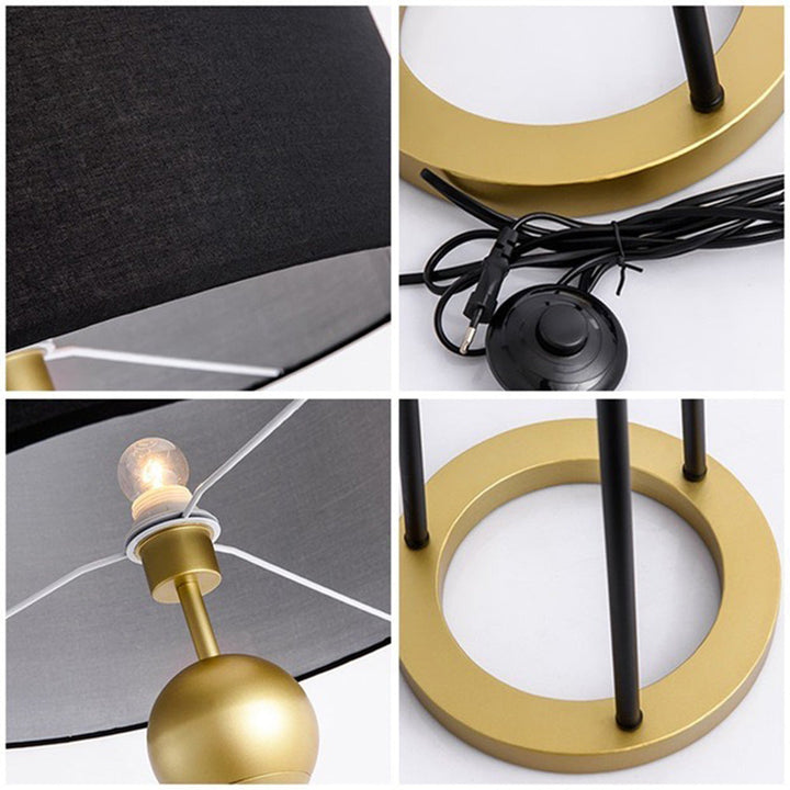 Mira Design Lampadaire Tripod Simple Tissu/Métal Noir Salon/Bureau - Neutralighting