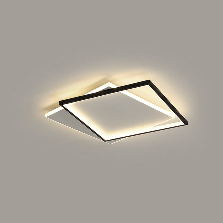 Arisha Plafonnier Carré/Rond Moderne, Métal/Acrylique, Blanc/Noir, Salon - Neutralighting