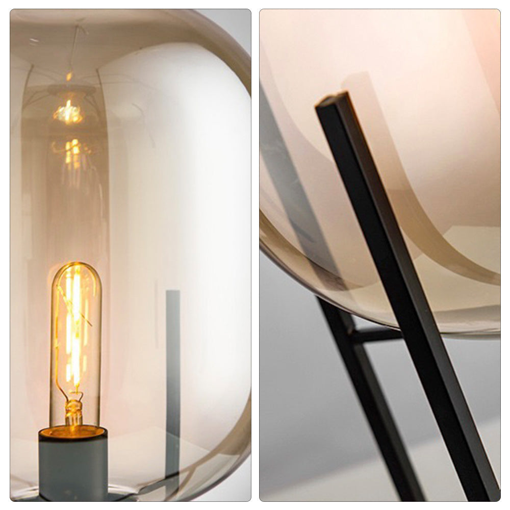 Mira Design Lampadaire Globe Moderne Verre/Métal Noir Chambre/Salon - Neutralighting