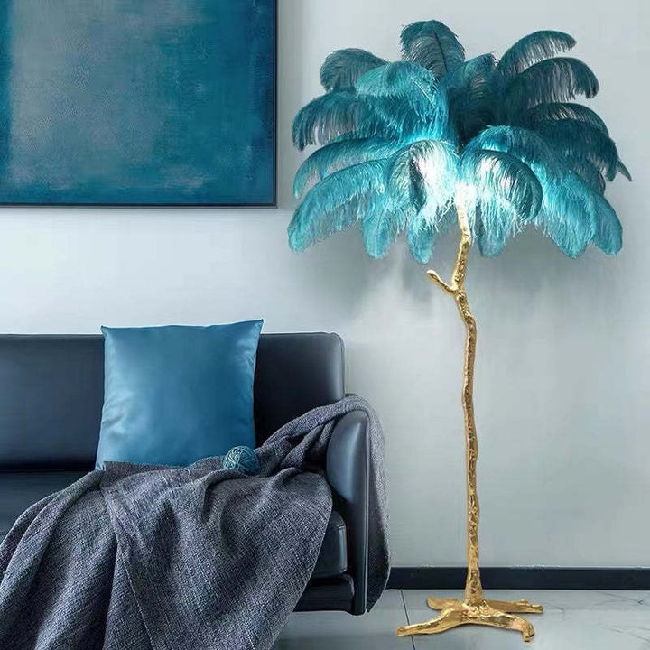 Lampadaire Fleur Luxe Plume/Métal Coloré Salon - Neutralighting