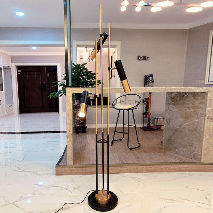 Mira Design Moderne Lampadaire Linéaire Métal Noir/Or Salon Simple - Neutralighting