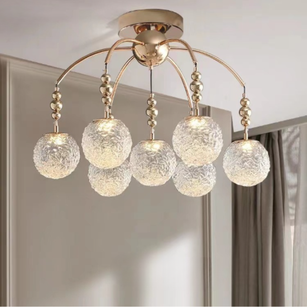 Valentina Nordique Minimaliste LED Lustre Métal Verre Chambre À Coucher - Neutralighting