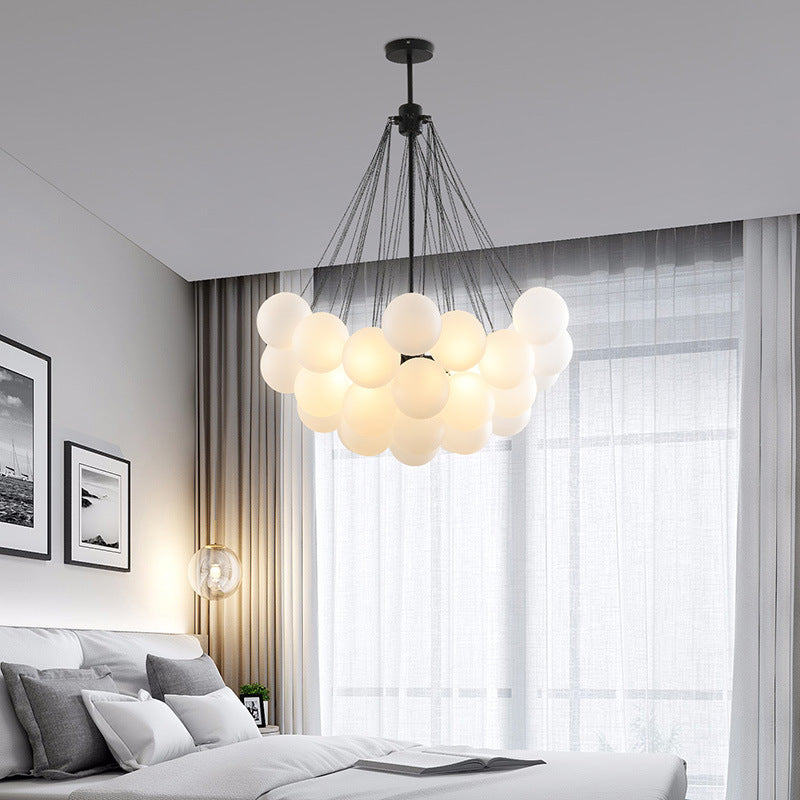 Valentina Lustre Globe Modenre, Fer/Verre, Noir/Blanc, Salon - Neutralighting