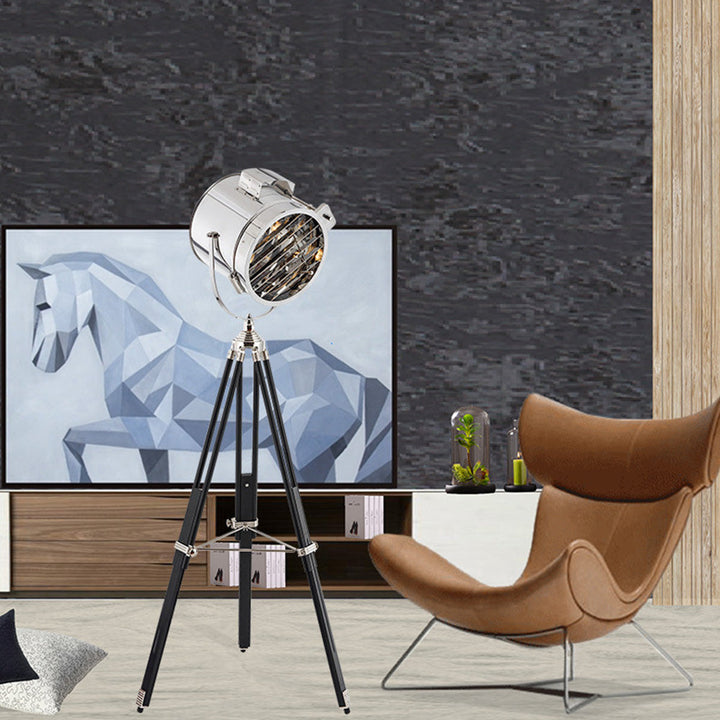 Mira Moderne Industrielle Lampadaire Trépied Rétro Métal Chromé/Bureau/Salon - Neutralighting
