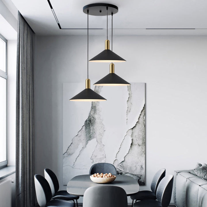Arisha Suspension Moderne LED Acrylique/Métal, Noir/Blanc/Or, Salon - Neutralighting