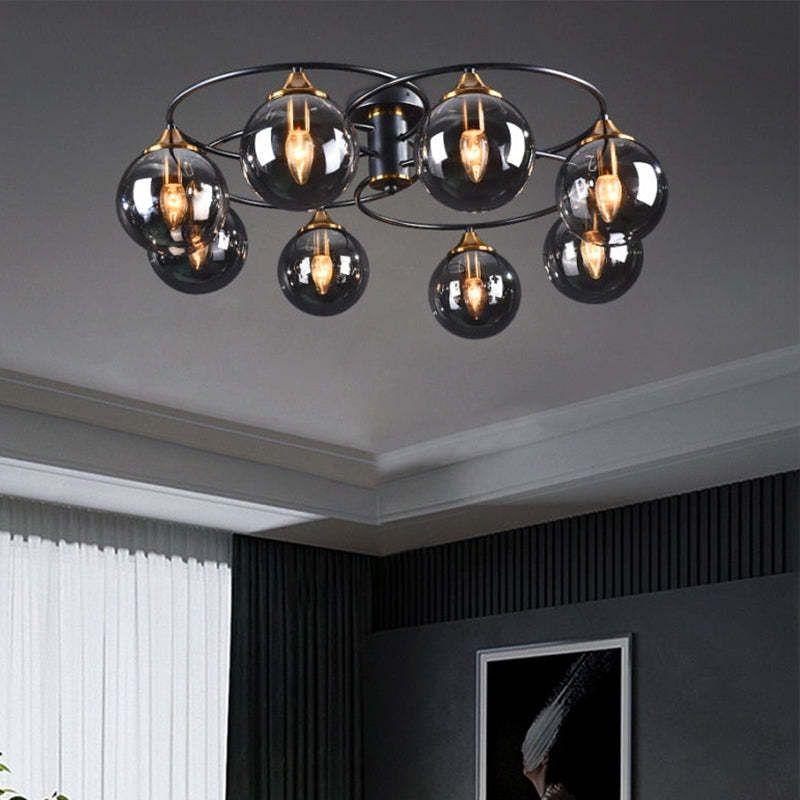 Valentina Plafonnier Boule Moderne, Métal/Verre, Ambre/Gris Fumé, Salon - Neutralighting