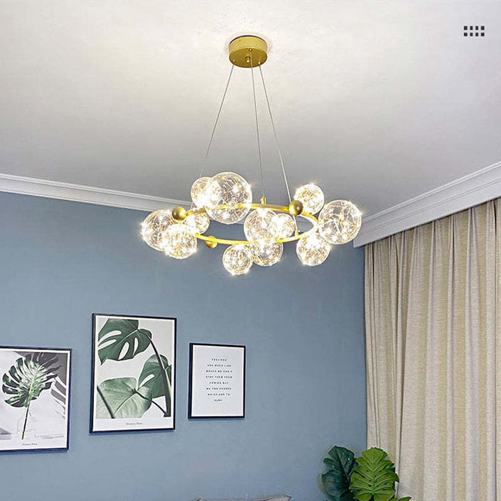 Valentina Suspension Boule Moderne, Métal/Verre, Doré/Noir, Salon - Neutralighting