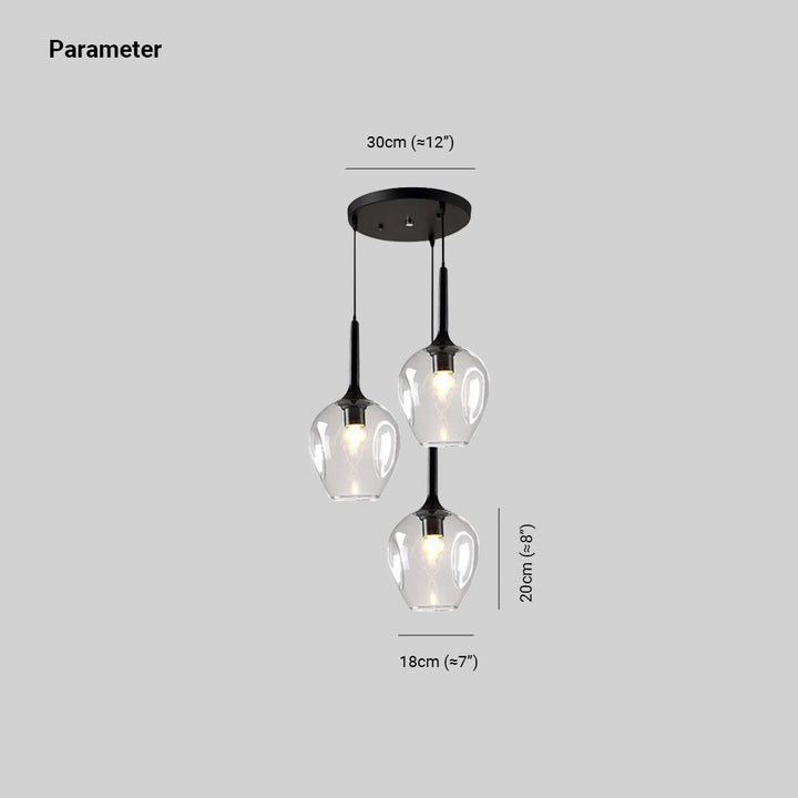 Valentina LED Suspension Bleu Gris Verre Salle à Manger Chambre à coucher - Neutralighting
