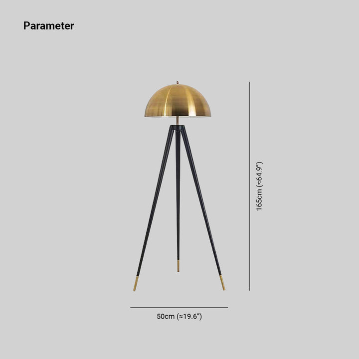 Arisha Design Lampadaire Tripode Moderne Métal Noir Or Bureau/Chambre à Coucher/Salon - Neutralighting