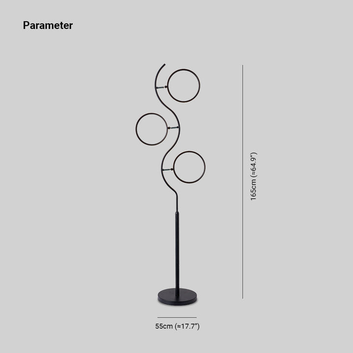 Arisha Design Lampadaire Rond Moderne Métal/Acrylique Noir/Blanc Salon/Chambre - Neutralighting