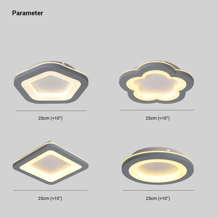 Arisha Fleur Moderne LED Plafonnier Gris Acrylique Chambre à coucher - Neutralighting