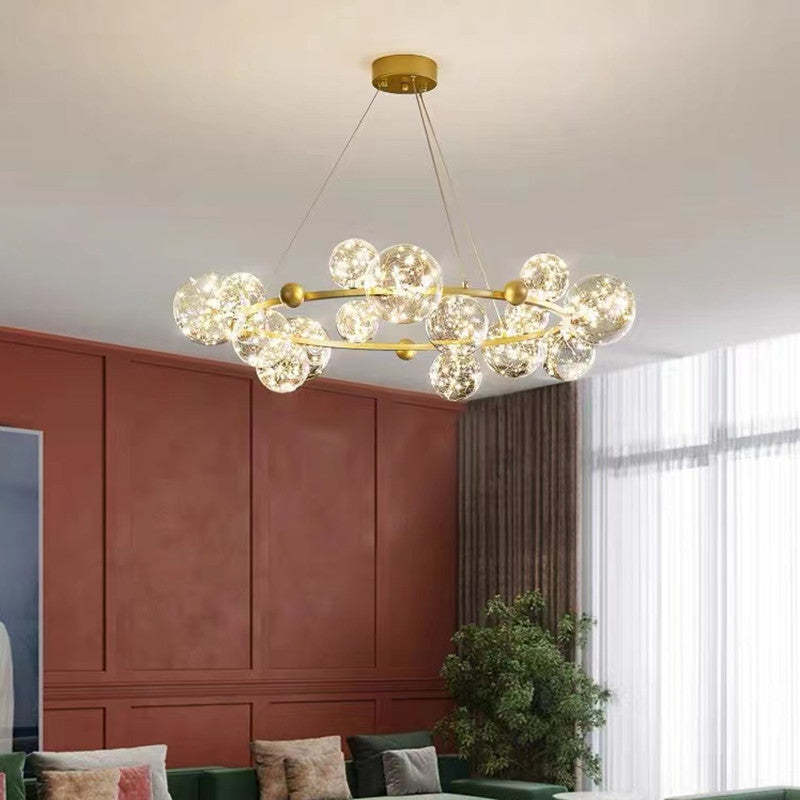 Valentina Suspension Boule Moderne, Métal/Verre, Doré/Noir, Salon - Neutralighting