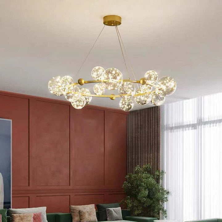 Valentina Suspension Boule Moderne, Métal/Verre, Doré/Noir, Salon - Neutralighting